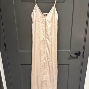 Satin Slip Maxi Dress in Blush Cream